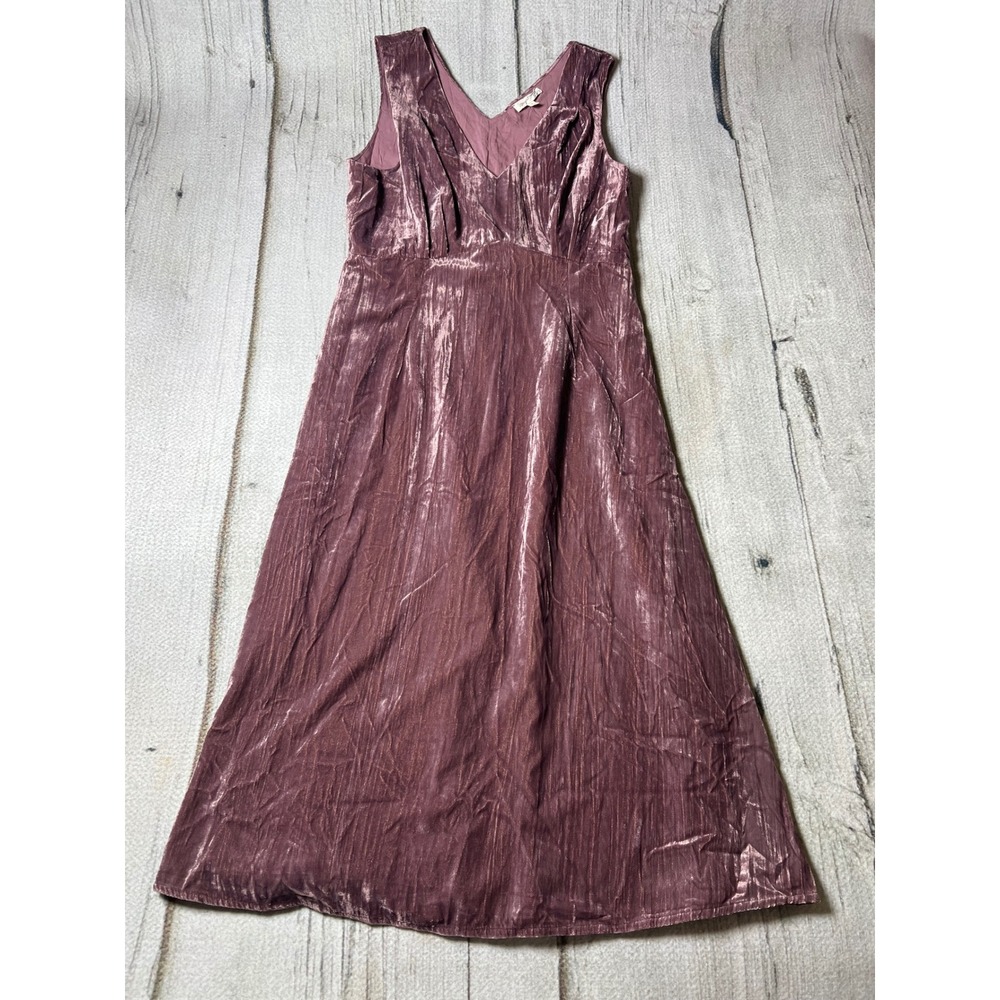 Mystree Velvet Midi Dress Womens Medium Mauve Pink Boho Romantic Shimmer